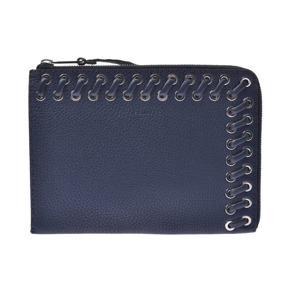 Fendi Handbags - Fendi Flat Bag Blue Navy Pouch Calf Clutch